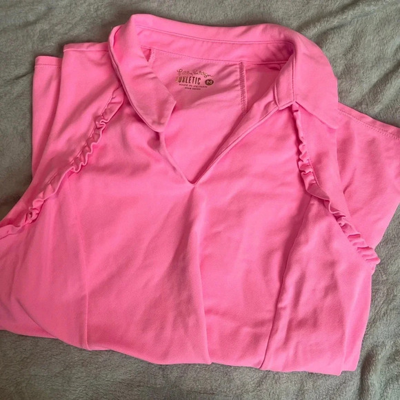 Lilly Pulitzer Luxletic Martina Ruffled Sleeveless Polo Shirt size medium - Picture 4 of 5